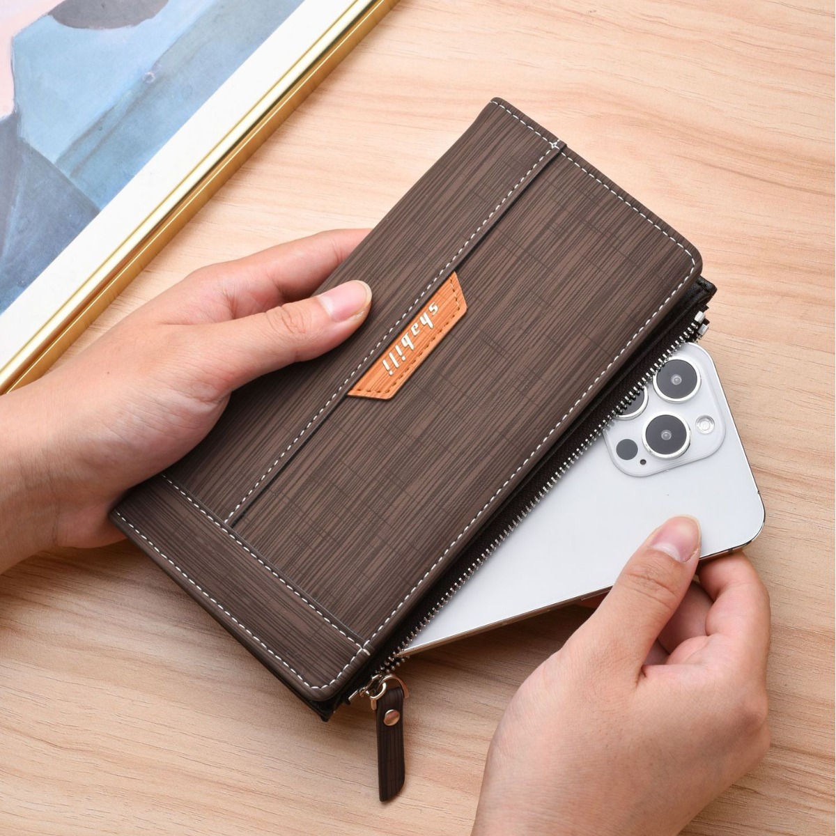long wallet with zipper