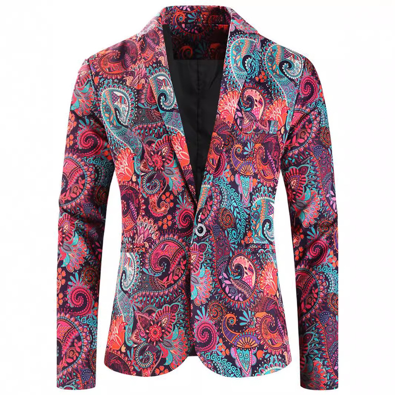 2024 Foreign Trade AliExpress Amazon New One Button Printed Suit European Size Casual Suit plus size Men's Top 2024 Foreign Trade AliExpress Amazon New One Button Printed Suit European Size Casual Suit plus size Men's Top