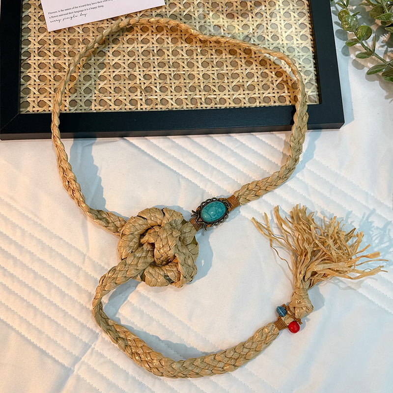 Cuerda de la cintura popular Bohemia tejida cuerda de cáñamo cadena de la cintura cinturón delgado vestido del todo-fósforo de las mujeres joyería transfronteriza al por mayor