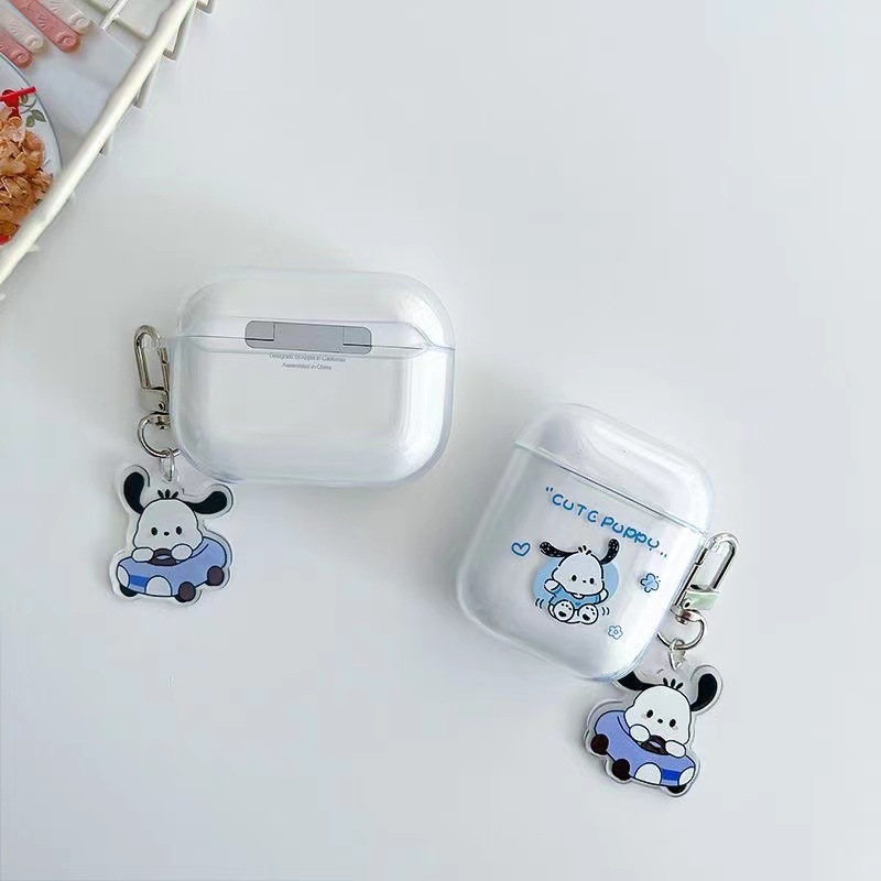 Aplicable a Apple AirPods4 auriculares Pro2 auriculares Bluetooth 1 / 2 generación transparente de dibujos animados Jade Gui cubierta de perro