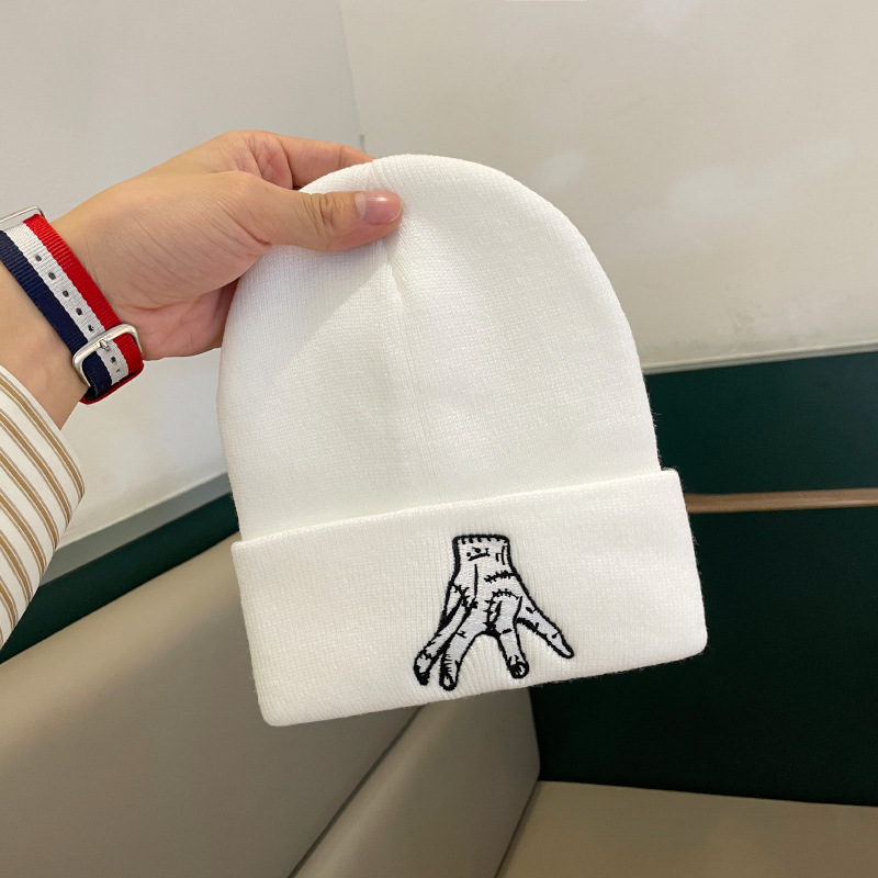 Nuevo sombrero de punto divertido de las mujeres sombrero de lana bordado de estilo coreano otoño e invierno cálido a prueba de frío sombrero de suéter sombrero de moda para hombres