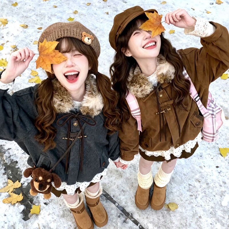 Stunning Detachable Fur Collar Clip Cotton Puffer Jacket for Women, Winter, Petite, Unique, Beautiful, Thickened, Warm Cotton Coat