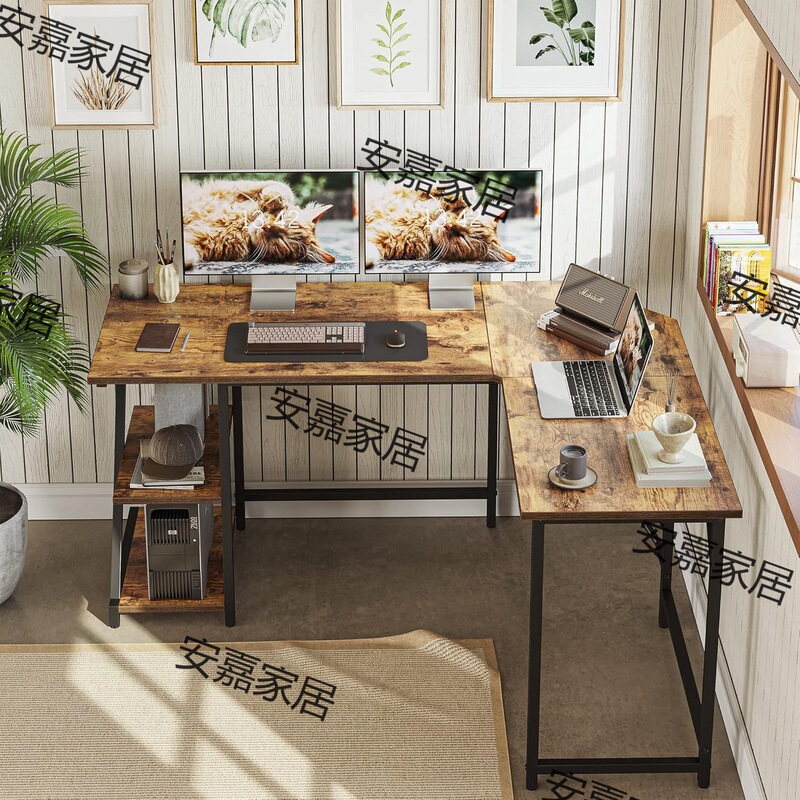 Factory explosions L-shaped computer desk with storage rack and bookshelf steel rack can be ordered color plate