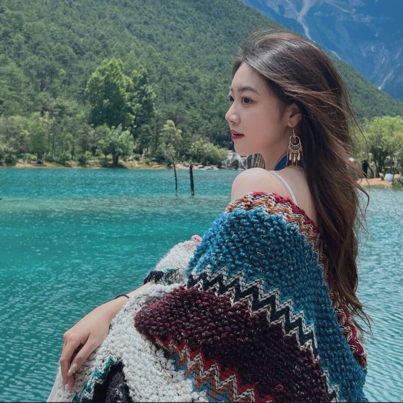 Xu Hongdou mismo estilo Yunnan Lijiang fotografía de viaje estilo étnico chal de punto de las mujeres bufanda exterior capa