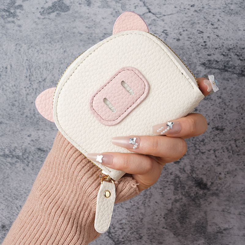New Cyber Celebrous Organ Card Holder Women's Lightweight Student Pig Zipper Multi-Card Holder Soft Leather Card Holder Coin Purse_voghion.com