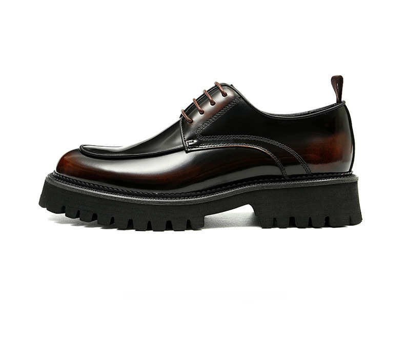 Thick-soled glossy leather shoes men's leather leather square toe British business casual Derby height increasing formal wear men's shoes Guangzhou sh_voghion.com