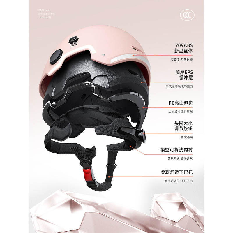 Motuoche H5X3C Certified Electric Vehicle Helmet, New Summer Sunscreen Helmet (Auto Parts and Accessories) - one-size-sakura-pink-bear-hd-short-visor-new-national-standard-3c