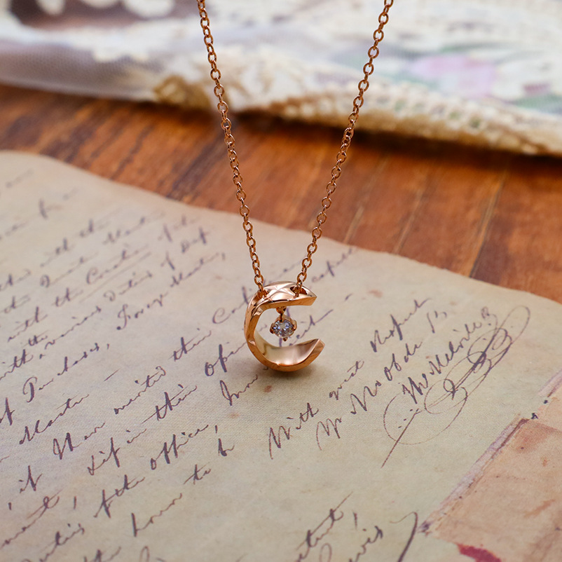 Chanel-inspirierte Mondkette mit Zirkonia, trendige Schlüsselbeinkette für Damen, elegantes und luxuriöses Accessoire mit einem Hauch von Luxus_voghion.com