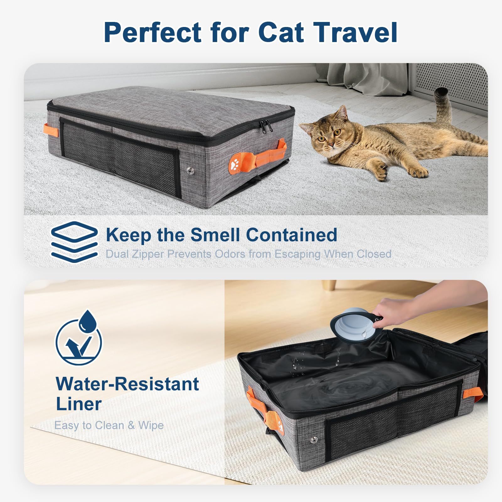 Toilet Portable With Raised Sides Waterproof Handheld Covered Cat Litter Storage Box For Pets_voghion.com