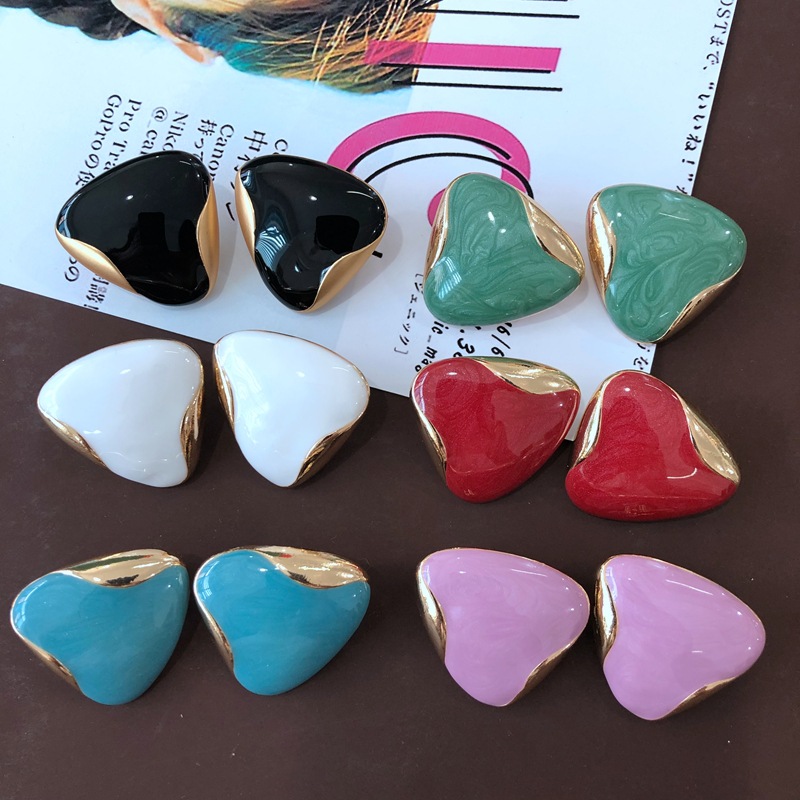 New Style Drip Glaze Triangle Stud Earring Wholesale Nihaojewelry display picture 24