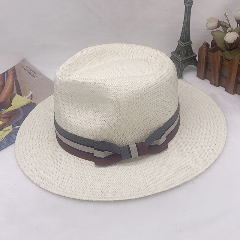 Thin straw top hat female tide Korean version all travel visor flat brim Panama straw hat_voghion.com
