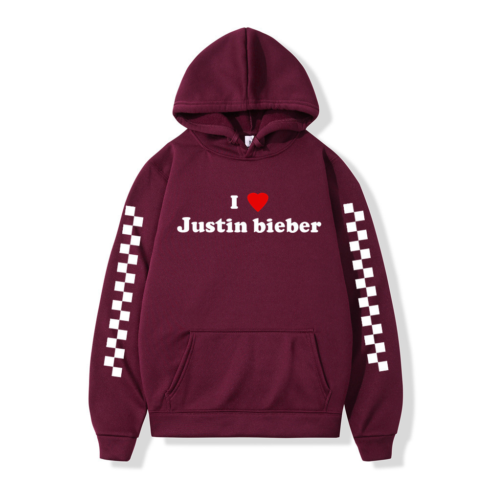 Winter Men Hoodies I love Justin Bieber Pullover Male Hooded