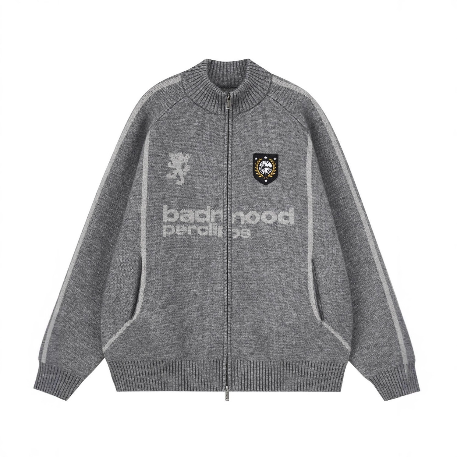 Pclp Ball Uniform Style High-Neck Cardigan Sweater National Fashion Brand Loose Retro Autumn and Winter Knitwear Zipper Jacket Men's Style