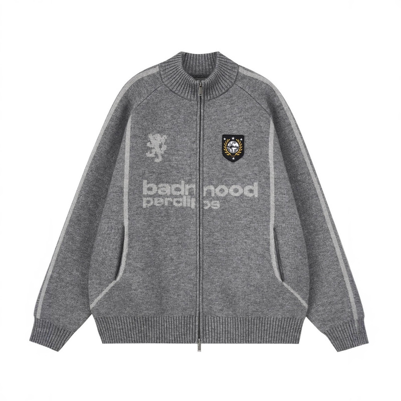 Pclp Ball Uniform Style High-Neck Cardigan Sweater National Fashion Brand Loose Retro Autumn and Winter Knitwear Zipper Jacket Men's Style