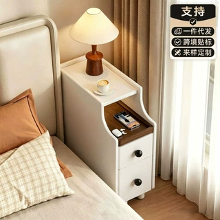 实木床头柜家用卧室中古风窄20cm小型床边夹缝置物收纳柜
