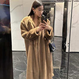 T8YY8H长款加厚2024过膝貂皮大衣水貂环保皮宽松外套新款