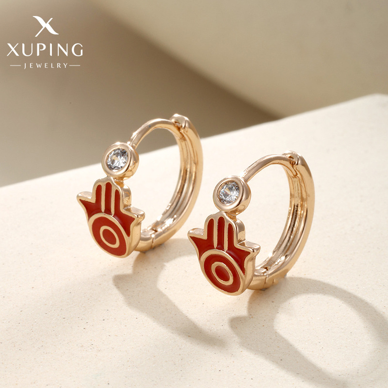 Xuping joyería aleación galvanizada goteo de aceite palma mal de ojo pendientes de orejas ligero de lujo de alto nivel nicho orejas para mujeres