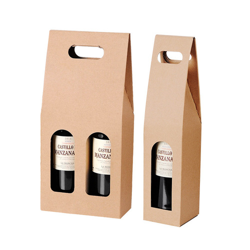 Single and double portable red wine boxes thickened corrugated kraft paper red wine packaging gift box dry red wine packaging box