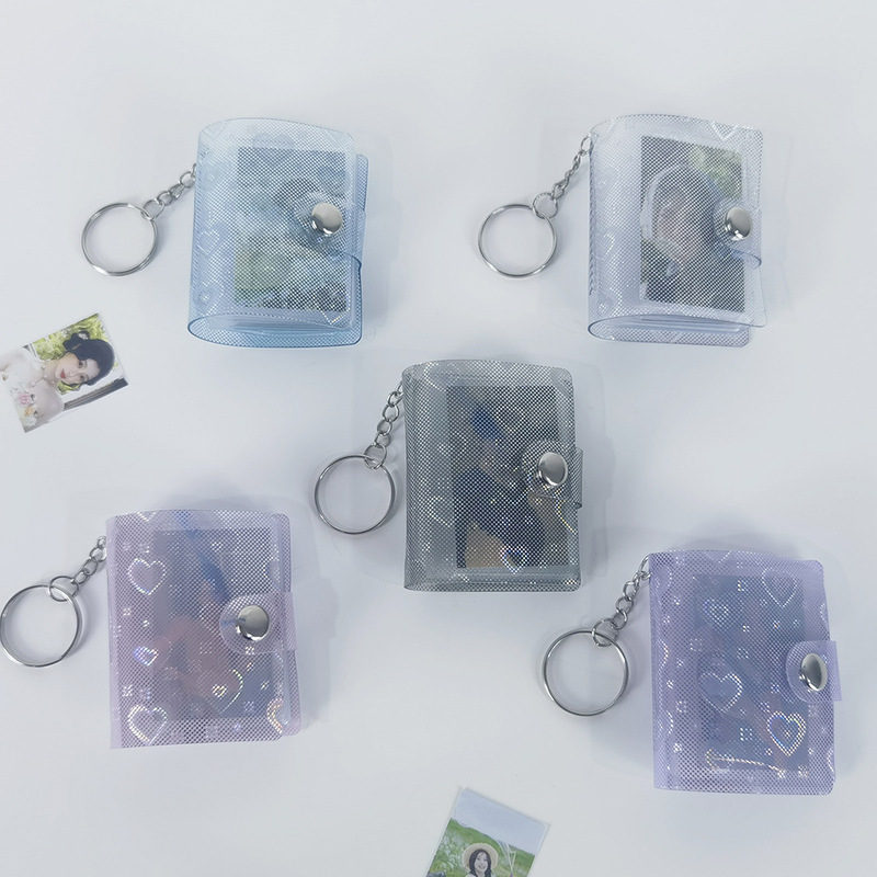 1寸2寸大头贴透明PVC迷你小相册插页式照片收纳册钥匙扣证件挂件|undefined