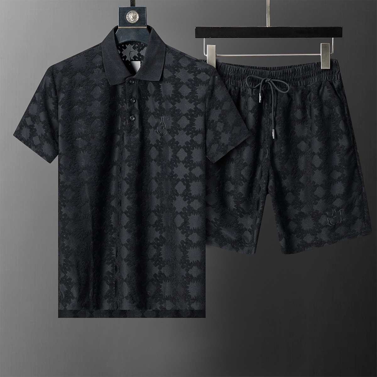 Cross-border versión correcta polo manga corta set de collar de verano clásico toalla de hombre bordado casual Europa y América explosión
