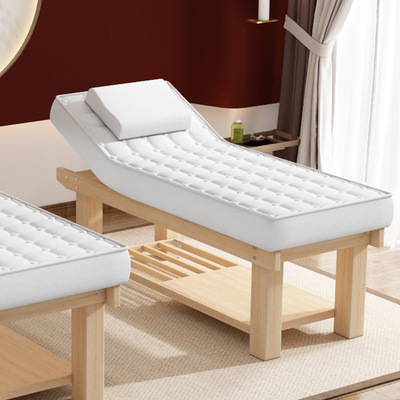 Fabricante salón de belleza cama de masaje tatuaje bordado cuerpo de madera maciza cama oreja recogiendo cama spa cama de belleza de látex