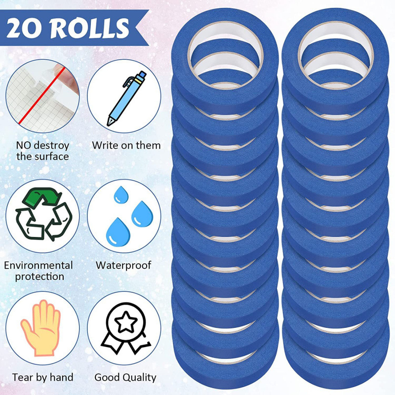 蓝色胶带墙面安全油漆胶带修剪边缘整理胶带用于墙壁绘画装饰用品