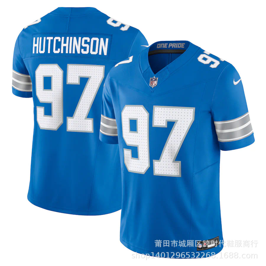 Los leones de la NFL Lions Hutchinson ¿ 97 St. Brown ¿ 14 Jersey bordado de Rugby