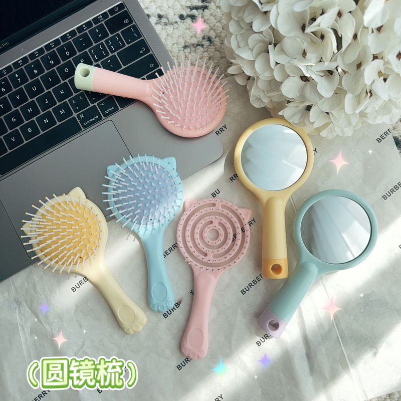中空猫耳ヘアコーム、ポータブルメイクアップツーインワンエアクッションコーム、家庭用マッサージふわふわスタイリングコーム|undefined