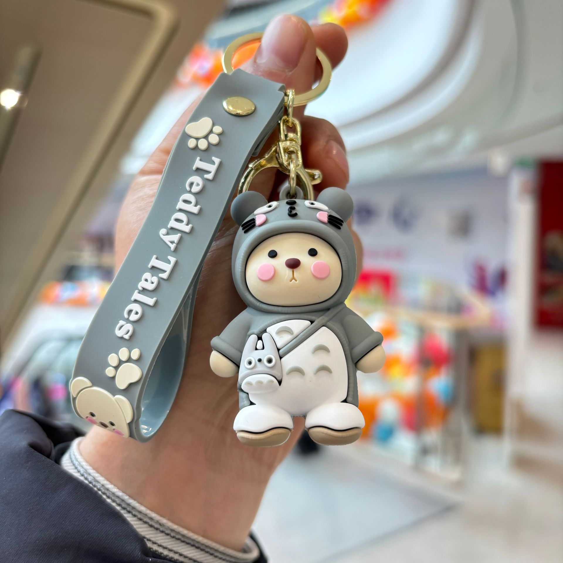 Dibujos animados modificado oso de peluche llavero colgante llavero muñeca mochila coche llavero bebé captura máquina pequeño regalo