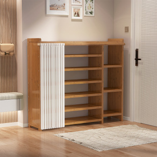 A batch of dustproof cloth curtain shoe rack household door multi-layer rental room with simple shoe cabinet bamboo shoe rack