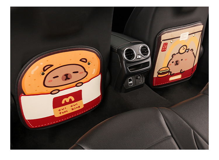 Three-Color Kapibara Anti-Kick Pad for Women, Cute Cartoon Seat Back Anti-Kick Pad, Car Seat Back Anti-Fouling Pad