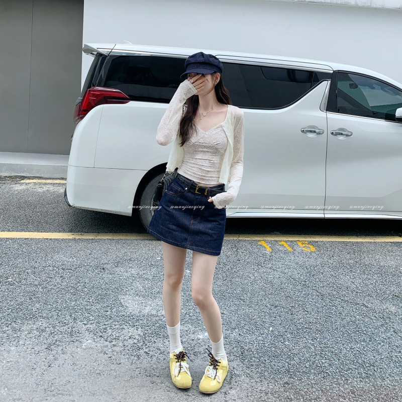 热销法式独特蕾丝长袖开衫T恤女春夏配吊带高级感防晒外套上衣|undefined