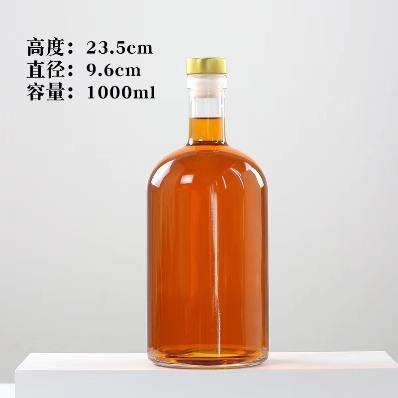 1000 ml boca plana; transparente