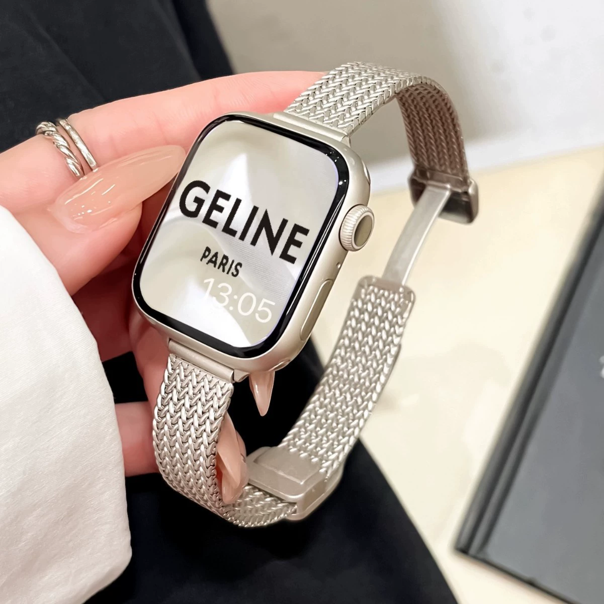 Подходит для AppleWatchs10, ремешок с магнитным ушком из тонкой пшеницы, для Apple Watch iwatchs9s8S7654