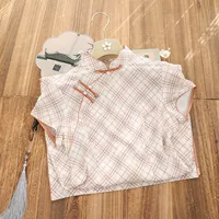 Qiang Niang Fish Улучшенная леди Fan Новый китайский клетчатый Cheongsam Женская весна 2025 Новый темперамент