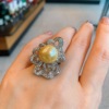 Ring from pearl, beads, adjustable accessory