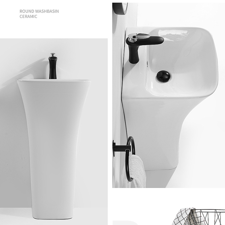 Lavabo de pedestal de una pieza cuenca integrada piscina deportiva Parque Baño de alto grado cilíndrico lavabo vertical image 2