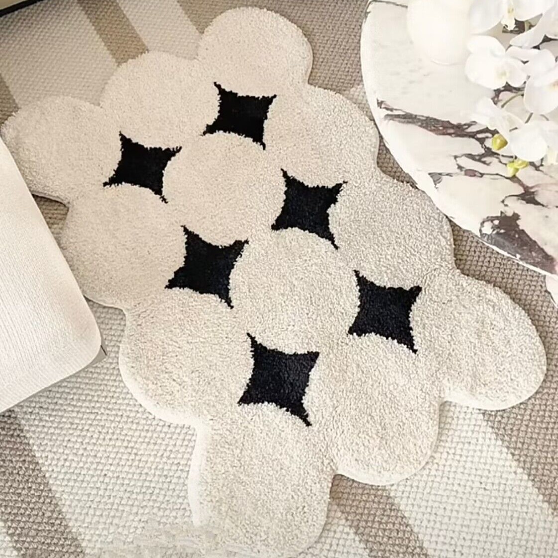 北欧シンプル風家庭用厚手植毛じゅうたん客間寝室ベッドサイド絨毯異形長パイル書斎滑り止め絨毯