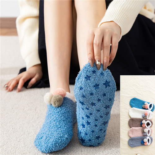 Coral Fleece Sock Boots for Women: Winter Padded & Thickened Floor Socks for Sleep, Home Use, Non-Slip Design, and Ultimate Winter Warmth