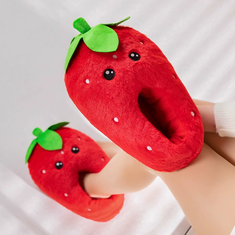 Симпатичные фрукты клубничный ананас плюшевые тапочки плюшевые тапочки, утолщенные, теплые, теплые, толстые подошвы, шерстяные туфли