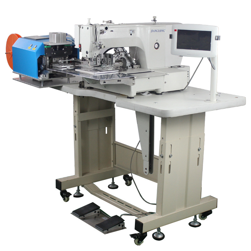 江龙牌魔术贴自动切缝一体机430D打枣机工业缝纫机双针智能缝纫