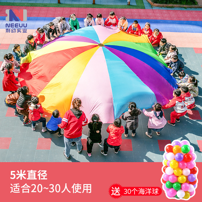 Jardín de infantes al aire libre engrosado Arco Iris paraguas juego físico props niños equipo entrenamiento sensorial interactivo juguetes educación temprana