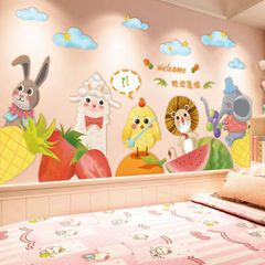 Cartoon sticker kindergarten baby animal children's room decoration bedroom background wallpaper wall sticker wall painting wallpaper self-adhesive