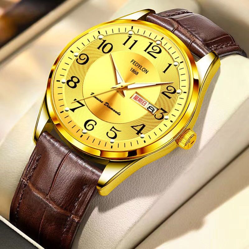 110 Gold Face-Brown Leather Belt