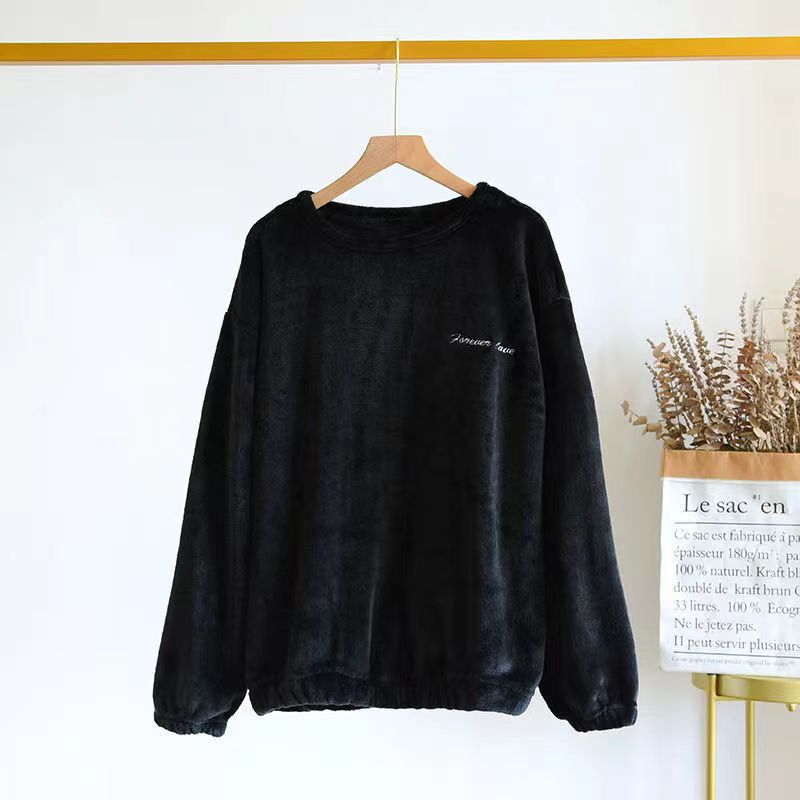 [Winter thickened style] Fairy warm pants top suit women's autumn and winter coral fleece warm loose plus size pajamas