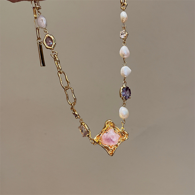 Lady Square Copper Irregular Beaded Plating Zircon Womenu0027S Earrings Necklace