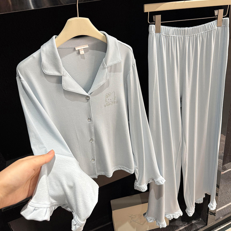 Pure Desire Soft and Waxy Hellokitty Modal Pajamas Women's Spring and Autumn 2025 New Long-Sleeved Trousers Home Wear Set