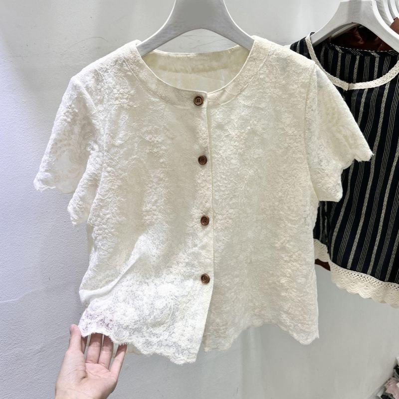 Chic GraceChic GraceChic GraceChic GraceChic European Style Super Beautiful Short Sleeve Lace Cardigan 3D Embroidery Top For Women 2025 Summer New Des_ecoleips.com