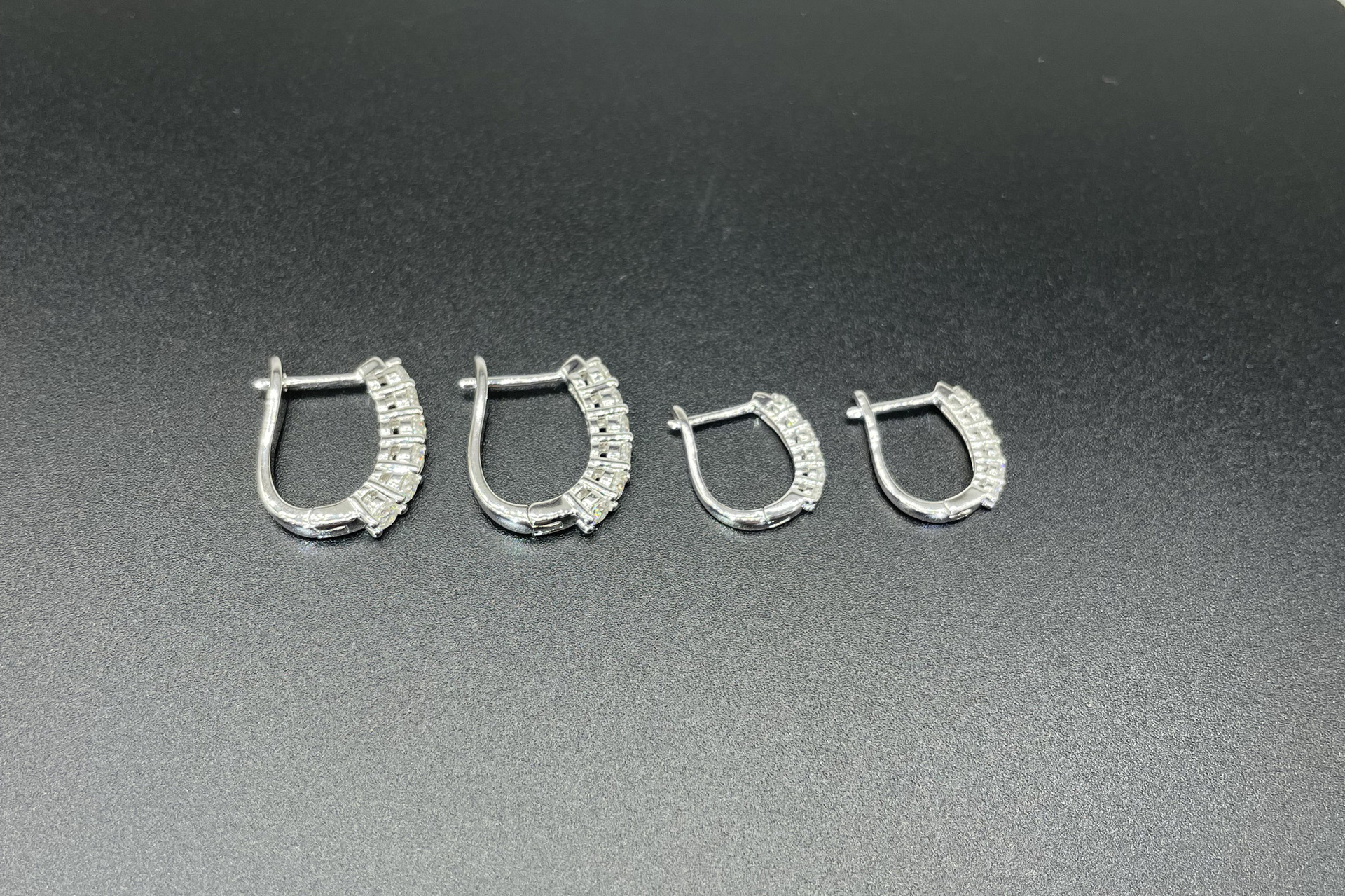 GRA, Plating, Inlay Design 1 Pair 925 Sterling Silver Moissanite U Shape Earrings