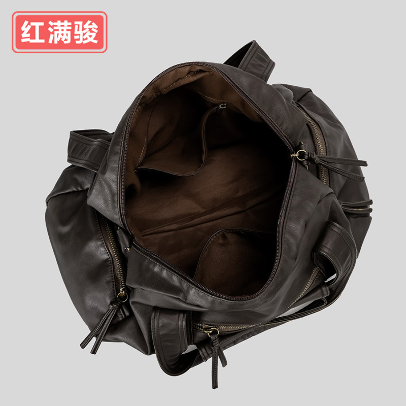 时尚千禧粉复古做旧托特包朋克风辣妹潮酷单肩斜挎包软皮机车包女|undefined